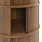Modway - Clement Tribune ronde à piédestal Table de rangement avec portes coulissantes à tambour - Noyer-10