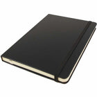 JAM Paper - Carnet de notes moyen à couverture rigide avec élastique - 100 feuilles lignées - 5" x 7" - Noir-Quantité : vendu à l'unité | 100 pages papier lignées/lignées.