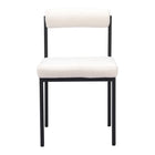 Zuo - Livorno Chaise de salle à manger - Ivoire-Tissu style mouton bouclé