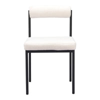 Zuo - Livorno Chaise de salle à manger - Ivoire-Tissu style mouton bouclé