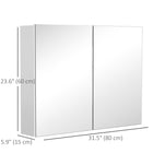 HOMCOM - Armoire à pharmacie murale avec miroir et deux portes - blanc-Étagère intérieure réglable répondant à vos divers besoins de rangement   