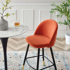 Modway - Cordial Performance Velvet Tabourets de bar - Orange - Ensemble de 2-Jambes en métal noir mat