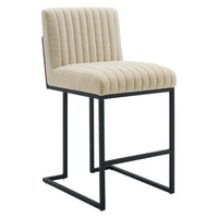 Modway - Indulge Chenal Touffé Tissu Tabouret de comptoir - Beige-Tabouret à touffe en canal