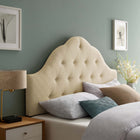 Modway - Sovereign Tissu rembourré Tête de lit Queen, Beige-Boutons profondément encastrés