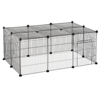 PawHut - Parc pour cochons d’Inde et lapins 16 panneaux avec porte - taille de chaque panneau 14 po x 18 po-Convient aux lapins, chinchillas, hérissons, cochons d’Inde et autres animaux de taille similaire 