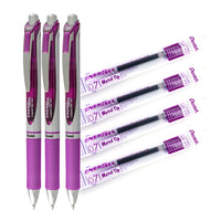 Pentel EnerGel Rétractable Stylo à Encre Gel (0,7mm), Violet Ensemble Stylo et Encre Recharge-Violet Ensemble Stylo et Encre Recharge
