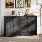 HOMCOM - Armoire 57,9 po L avec station de recharge et dessus épaissi - grain de bois noir-Plateau de 1,2 po (3 cm) d'épaisseur et base renforcée supportant jusqu'à 192 lb (87 kg). Kit anti-basculement pour plus de sécurité 