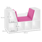 HOMCOM - Bibliothèque à 6 casiers avec coussin de siège - rose-Les coussins peuvent également être retirés pour disposer de plus d’espace de rangement 
