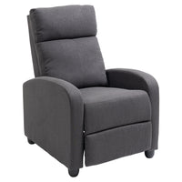 HOMCOM - Fauteuil inclinable à dossier poussé avec siège rembourré pour home cinéma - gris foncé-En exerçant une pression sur le dossier, le fauteuil s’incline jusqu’à 135°, tout en soulevant le repose-pieds 