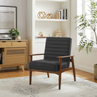 Modway - Jensen Cuir végane Chaise d’accent - Noir noyer-Rubberwood Legs