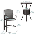 Outsunny - Ensemble bar de patio 3 pièces avec seau à glace, brun foncé-Grâce à une structure en acier de qualité, nos tabourets de bar peuvent supporter un poids de 350 lb (160 kg), ce qui les rend plus robustes  