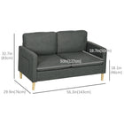 HOMCOM - Canapé loveseat 56 po pour chambre avec poches latérales - gris-2 coussins de dossier ajoutent du confort et améliorent l'esthétique 