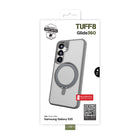 TUFF8 - Samsung Galaxy S25 - Étui robuste Glide360 compatible Qi2 - gris-Support rotatif à 360° : Support intégré qui pivote sous plusieurs angles pour une utilisation mains libres du téléphone.