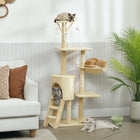 PawHut - arbre à chat 53 po avec condo - grand centre d’activités pour chaton-Base large et épaisse en panneau de particules et sangle anti-basculement pour garder l'arbre à chat stable et sécurisé 