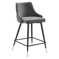 Modway - Adorn Performance Velvet Tabouret de comptoir - Gris-Tabouret de comptoir vintage moderne
