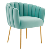 Modway - Sanna Chenal Touffé Performance Velvet Fauteuil - Monnaie-Fauteuil rétro glam