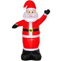 HOMCOM - Décoration gonflable de Noël de 8ft avec Père Noël disant Bonjour pour extérieur - Rouge-Le design à la mode de la décoration gonflable de Noël avec la salutation du Père Noël crée une atmosphère de festival 