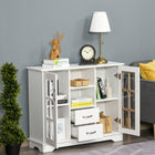 HOMCOM - Buffet de cuisine 39,4 po L avec 2 tiroirs - blanc-Convient pour le rangement des articles quotidiens, des collations, de la vaisselle ou des boîtes à épices 