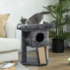PawHut - Arbre à chat, petite tour avec perchoir, poteau à griffer - gris foncé-Plusieurs niveaux pour que les chats puissent grimper 