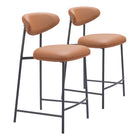 Zuo - Rorun Tabouret de comptoir - Brun - Ensemble de 2-Repose-pieds ergonomique et confortable