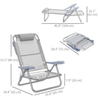 Outsunny - Ensemble de 2 chaises de camping portables, gris clair-Appui-tête rembourré pour soulager la nuque  
