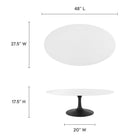 Modway - Lippa Ovale de 48 po Bois Table basse - Noir Blanc-Plateau en MDF