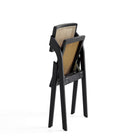 Manhattan Comfort - Lot de 4 chaises pliantes de salle à manger Lambinet 53 cm style industriel chic - noir et cannage naturel-Assise en canne naturelle