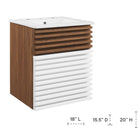 Modway - Render Fixation murale de 18" Vanette de salle de bain - Blanc Noyer Blanc-Conception murale