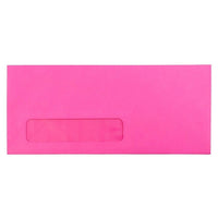 JAM Paper Enveloppes Brite Hue à ouverture latérale avec rabat gommé, 4 1/8 x 9 1/2 po, rose éclatant, pqt/100-Rose fuchsia éclatant