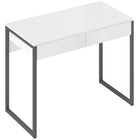 HOMCOM - Bureau d'ordinateur haut brillant avec 2 tiroirs - 39,4 po L x 19,7 po l x 29,5 po H - blanc et gris-Présente une finition brillante, illuminant votre espace avec une touche moderne et élégante