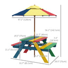 Outsunny - Ensemble table de pique-nique et bancs pour enfants avec parasol amovible pour jardin - multicolore-Convient pour deux enfants, chaque banc supporte jusqu'à 55 lb (25 kg)  

