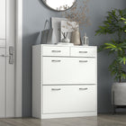 HOMCOM - Armoire à chaussures d’entrée avec 2 tiroirs basculants pour 12 paires - blanc-Peut contenir jusqu'à 12 paires de chaussures dans deux tiroirs basculants