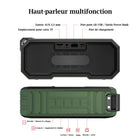 MyBat - Enceinte d'extérieur sans fil, portable, robuste et étanche - Vert armée-Microphone intégré : Permet de passer des appels en mode mains libres pour plus de praticité.