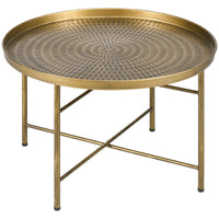 HOMCOM - Table basse ronde 24 po avec plateau martelé - or-L'esthétique bohème élégante rehausse la décoration intérieure avec un charme luxueux
