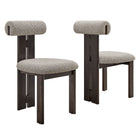 Modway - Torian Tissu Boucle Chaise à manger - Wenge Taupe - Ensemble de 2-Chaises sans accoudoirs à trois pieds