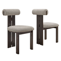Modway - Torian Tissu Boucle Chaise à manger - Wenge Taupe - Ensemble de 2-Chaises sans accoudoirs à trois pieds