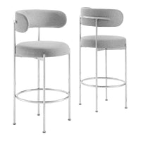 Modway - Albie Tissu Tabourets de bar Ensemble de 2 - Argent gris-Tabourets de bar modernes - Ensemble de 2