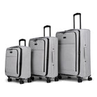 Bugatti - Ensemble de 3 valise souple - la Reborn - Gris-Fabriqué en polyester recyclé léger et résistant