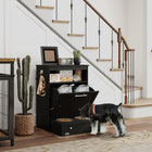 PawHut - Station d’alimentation pour animaux, armoire de rangement, conteneur - noir-Livré avec un plan de travail, un compartiment et une armoire pour ranger toutes les affaires de vos animaux 