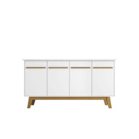 Manhattan Comfort - Buffet moderne mi-siècle Yonkers 160 cm (62,99 po) - Blanc-Buffet moderne du milieu du siècle pour salle à manger et salon