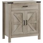 HOMCOM - Buffet 30,5 po L - gris-Finition grain de bois, portes de grange et accents métalliques ajoutent un charme rustique de ferme 