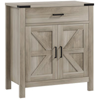 HOMCOM - Buffet 30,5 po L - gris-Finition grain de bois, portes de grange et accents métalliques ajoutent un charme rustique de ferme 