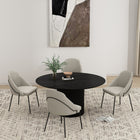 Manhattan Comfort - Lot de 4 chaises de salle à manger modernes Gracie 61,5 cm, revêtement similicuir, coloris pierre et noir-Caractéristiques du cadre et des pieds Choix entre acier noir entièrement soudé ou acier inoxydable doré