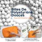 ShoppingAll - Pouf avec support réglable pour tablette - Coussin et oreiller - Orange-Soutien Ultra-Doux Et Stable - La base en pouf remplie de billes de polystyrène de qualité offre une sensation douce et sans pression tout en assurant un maintien stable de votre appareil sur vos genoux, lit ou canapé.