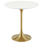 Modway - Lippa Rond de 20 po Bois Table d’appoint - Or Blanc-Table d’appoint moderne