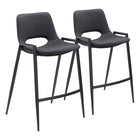 Zuo - Desi Tabouret de comptoir - Noir - Ensemble de 2-Support d’accoudoirs