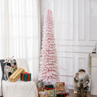 HOMCOM - Arbre de Noël artificiel de 7pi - avec 490 branches réalistes - rose-La forme de crayon ne prend pas beaucoup de place sur le sol ou sur la table, ce qui convient aux petites pièces ou à un deuxième arbre de Noël dans une entrée 