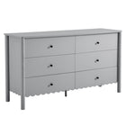 Modway - Emmeline 6 tiroirs festonnés Commode, Gris clair-Détail des bords festonnés