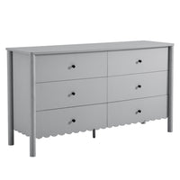 Modway - Emmeline 6 tiroirs festonnés Commode, Gris clair-Détail des bords festonnés
