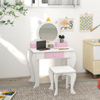 Qaba - Coiffeuse enfant avec miroir et tabouret - Motif licorne - Blanc-Material: MDF and acrylic 